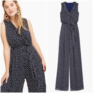J. Crew Point Sur Sparkle Indigo Floral Jumpsuit
